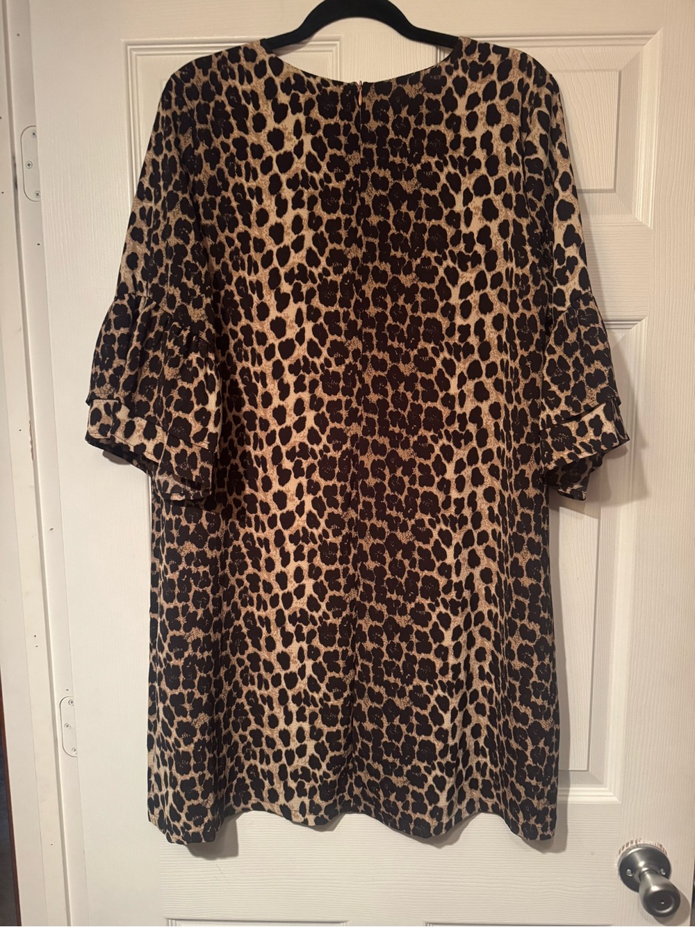 NWT Belongsci Sz XL Giraffe Leopard Print Midi Dress in Tan Brown/Black - Picture 6 of 9